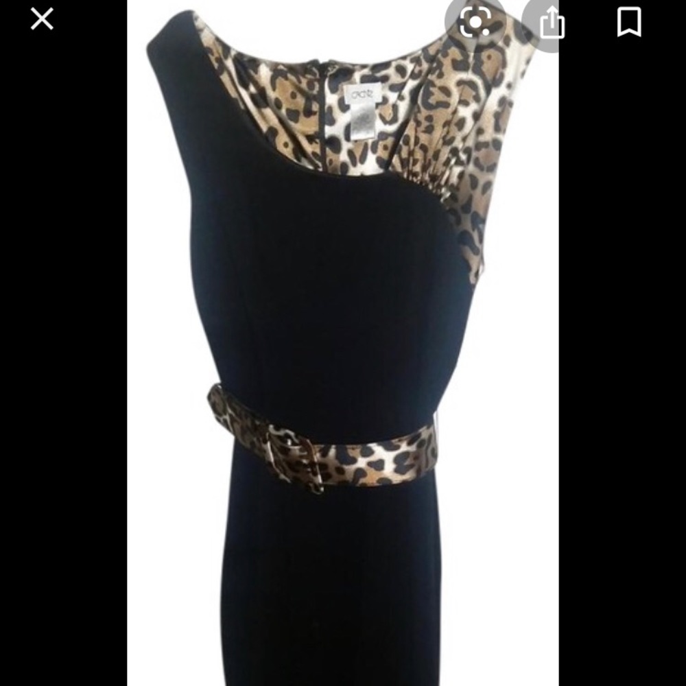 Cache Black with Leopard Skin Print Belt